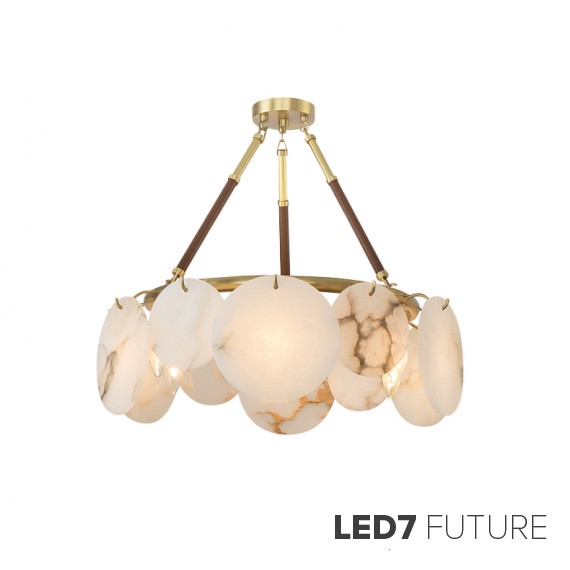 Loft Industry Modern - Leather&Marble Circle Chandelier